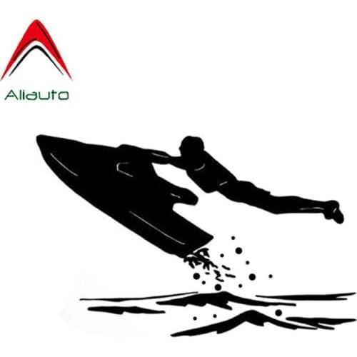 Aliauto Cartoon Car Sticker Interesting Jet Extreme Ski At Sea Silhouette Sports Accessories Reflective Decal Vinyl,14cm*9cm