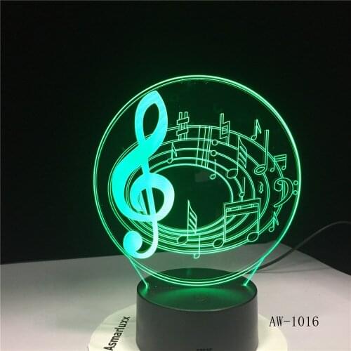 Music 3D Night Lamp Bedside Decoration Creative Table Lamp Romantic Gift Remote Control 3D Stereo Usb Led Night Light 1016