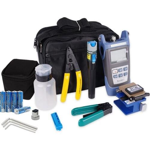Optical Fiber Tool Kit Fiber Cleaver Set Cold Contact Cutting Tool Set with Optical Power Meter Red Pen Wire Stripping Plier
