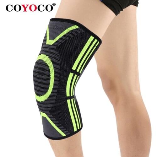 COYOCO Sport Knee Support Brace 1 Pcs Green Pattern Kneepad Knee Warm Protector for Joint Pain Relief and Injury Recovery Black