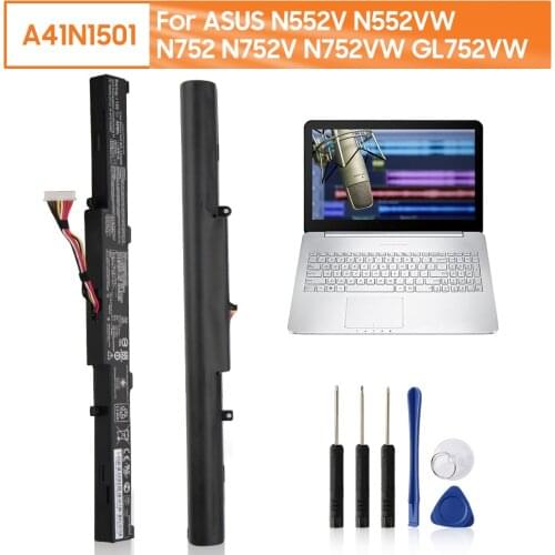 Original Replacement Laptop Battery A41N1501 A41LK9H For ASUS N552V N552VW N752 N752V N752VW GL752VW GL752V CA 3100mAh With Tool