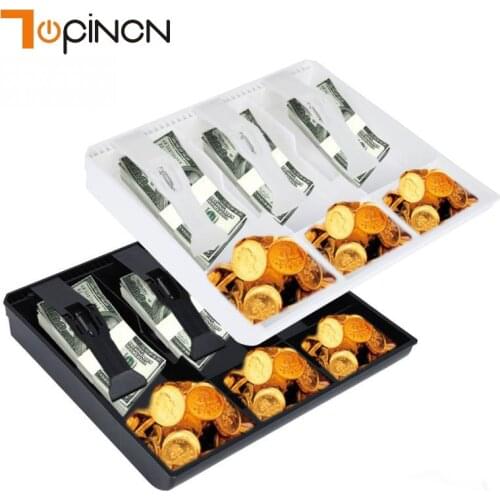 White Black Money Cash Coin Register Insert Tray Replacement Cashier Drawer Storage Cash Register Tray Box Classify Store