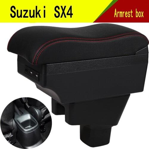 For Suzuki SX4 armrest box central Store content box with cup holder ashtray decoration products accessories With USB interface