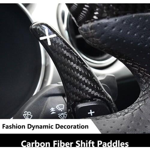 QHCP Real Carbon Fiber Shift Paddle Steering Wheel Shifter Paddles Black Red Fit For Ford Mustang 2015 2016 2017 2018 2019 2020