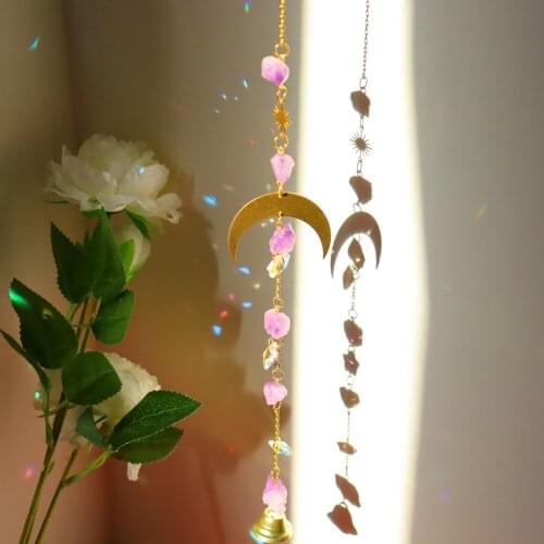Rainbow Crystal WindChime Dream Sun Light Aurora Catcher Star Moon Pendant Crystal Wind Chime Gift Garden Window Wall Decor