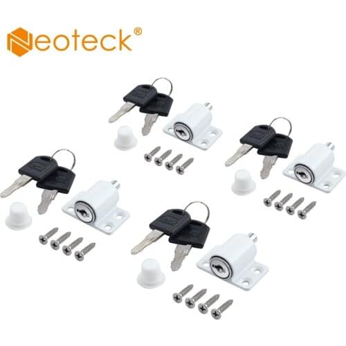 Neoteck 4 Pcs White Silver Sliding Patio Door Catches Set Window Bolt Security Lock Sliding Door Locks Screw For Child Safety