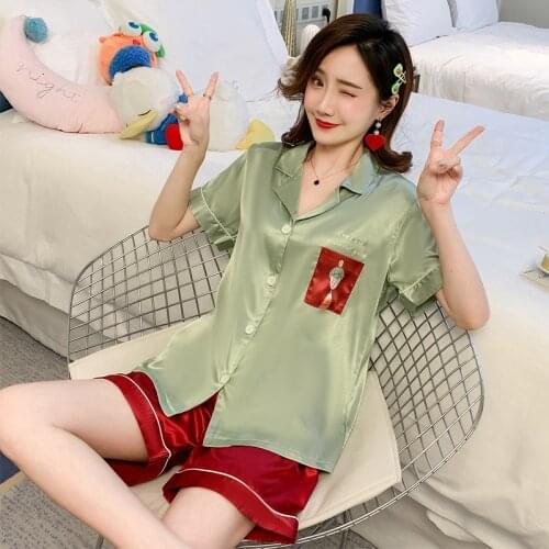 Sexy Lingerie Print Sleepshirt Silk sleepwear women Female Sleepshirt Summer Girls Nightdress Plus Size Nightgown sexy sleepwear
