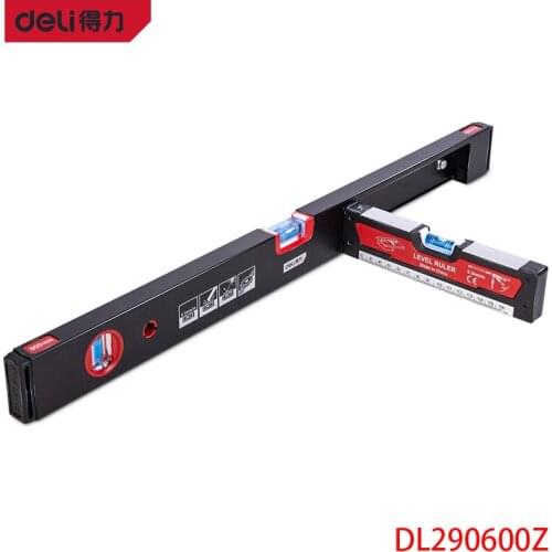 Deli DL290600Z Folding Ruler Level Length: 600mm Aluminum Alloy Strong Bottom Magnetic Measuring Tools Hand Tools 90° Folded