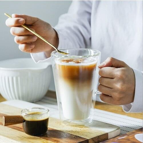 Heat Resistant Double Wall Tea Glass Cup Beer Coffee Cup Set For Tea Coffee Latte Espresso Iced Tea Dishwasher Mugs