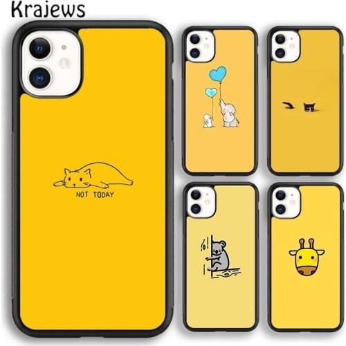 Krajews Animal Yellow Aesthetics Soft Phone Case Cover For iPhone SE 6s 7 8 plus X XR XS 11 12 pro max Samsung Galaxy S8 S9 S10