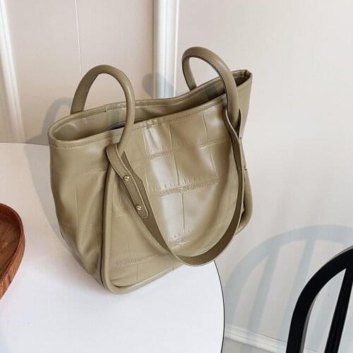 Women Bucket Shoulder Bag PU Leather Alligator Patterned Tote Handbags Large Capacity Female Shopping Totes Big Lady Handbags