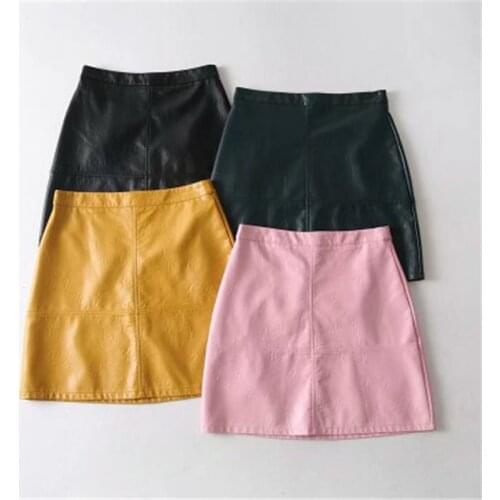 New Summer Faux Leather Skirt Casual Big Size PU Womens A-line Skirt High Waist Bag Hip Skirt Large Size Female Short SkirtJ872