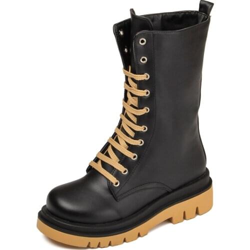 Flat Bottom Low Heel Cross Strap Mid-Calf Boots 2020 White Autumn And Winter Casual Womens Boots