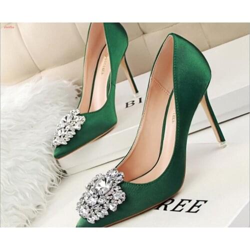 Rhinestone womens shoes Pumps Crystal High Heels Shoes summer Spring Women Shoes Fashion Pointed Toe High Heels Wedding Shoes