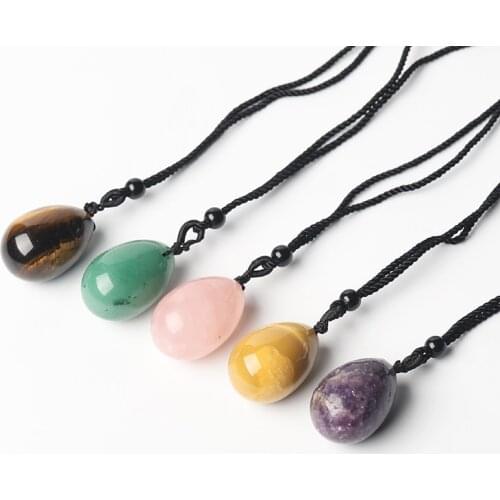 1pc Natural Gem Rose Quartz Pendant, Egg Healing Stone Pendant, Crystal Reiki Pendant Neckle DIY Gift Women Jewelry