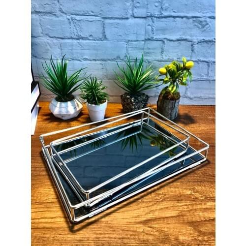 2 Rectangular Mirrored Tray 33 X23 Aid Mubarak Decoration Mubarak Ramadan Presentation Tray