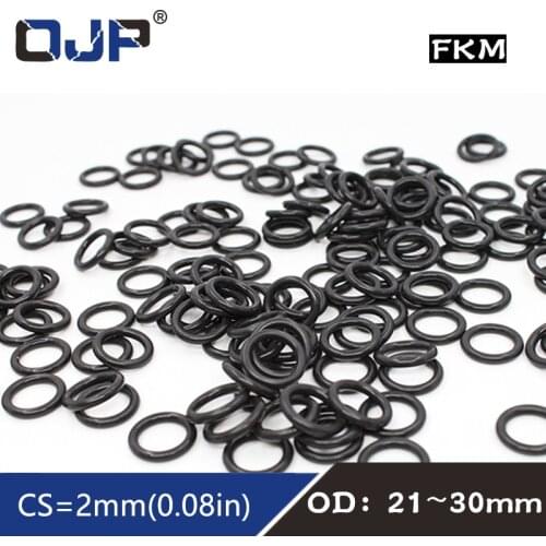 5PCS Fluorine rubber Ring Black FKM O-ring Seal OD21/22/23/24/25/26/27/28/29/30*2mm O Ring Seal Oil Fuel Gasket Sealing Washer