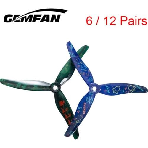 6/12 Pairs Gemfan Christmas Prop Hurrican 51433 5.1 Inch 3-Blade Xmas Propeller w/ M5 Hole for RC Drone FPV Racing RC Parts