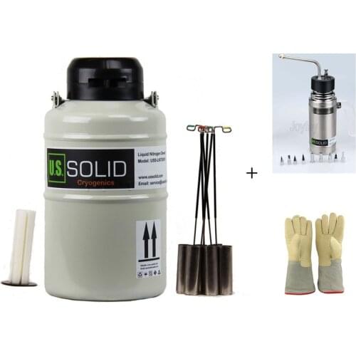 U.S. Solid 3 L Liquid Nitrogen Cattle Semen Tank Liquid Nitrogen Container + Sprayer + 35 cm 13.8" Cryogenic Glove