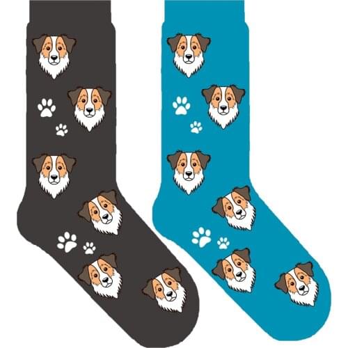 Australian Shepherd dog gift Australian Shepherd puppy paw fun crew socks ORIGINAL novelty socks 50 pair/lot EU 38-43