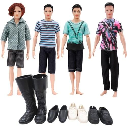 Besegad 4 Sets Casual Doll Clothes Jacket Pants Outfits with 4 Pair Shoes for Barbie Men Boy Ken Dolls Kids Gifts