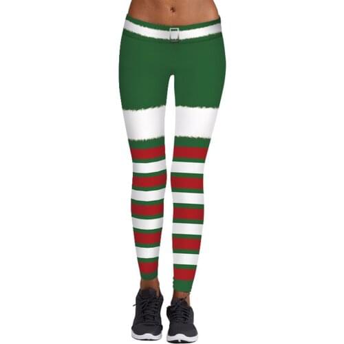 Free Shipping Womens Stripe Workout Stretchy Trousers Fashion Santa Claus Slim Pants Ugly Chritsmas Printed Leggings 3SZ60082