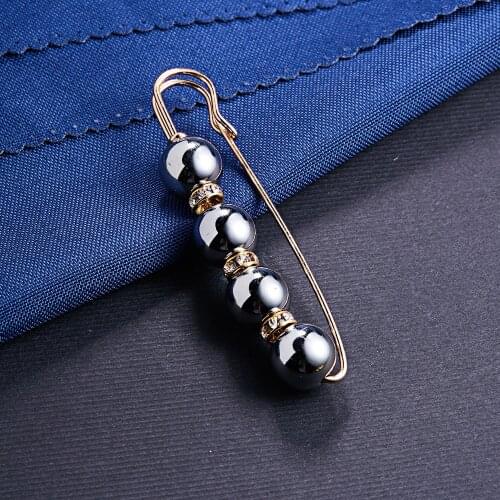 Rinhoo Beads Safety Pins Simulated Elegant Pearl Brooch Pin Jewelry Ornaments for Scarf Coat Bag Garment Decoration Accessories