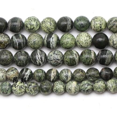 Natural Stone Green Zebra Jaspers Round Loose Beads 4 6 8 10 12mm Pick Size For Jewelry Making Bracelet Accessories 15'' Strand