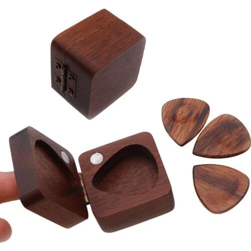 Guitar Picks Plectrum Wooden Storage Box Holder Container Display Case Gift