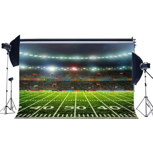 Football Field Backdrop Stadium Bokeh Glitter Sequins Stage Lights Green Grass Meadow Sports Match Background