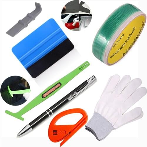 FOSHIO Car Stickers Film Vinyl Wrap Tool Set 500cm Knifeless Tape Magnet Squeegee Air Bubble Remove Pen Car Styling Accessories