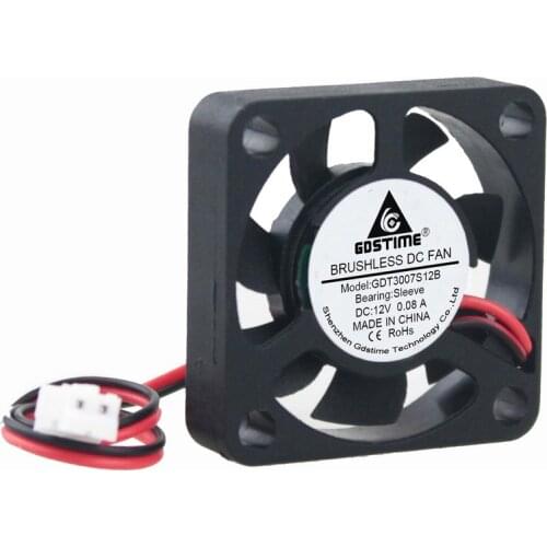Gdstime 2 Pcs 30mm x 7mm 3007 DC 12v 2.0-2Pin Brushless Cooler Cooling Fan 3cm 30x30x7mm Small Radiator