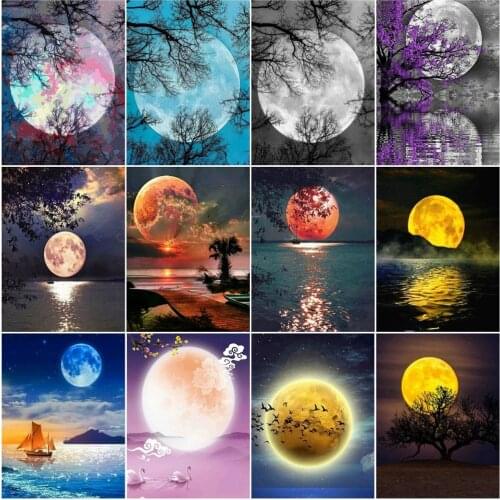 HUACAN Pictures By Number Night Landscape Gift DIY Oil Painting By Number Home Decoration Drawing On Canvas HandPainted Art Gift