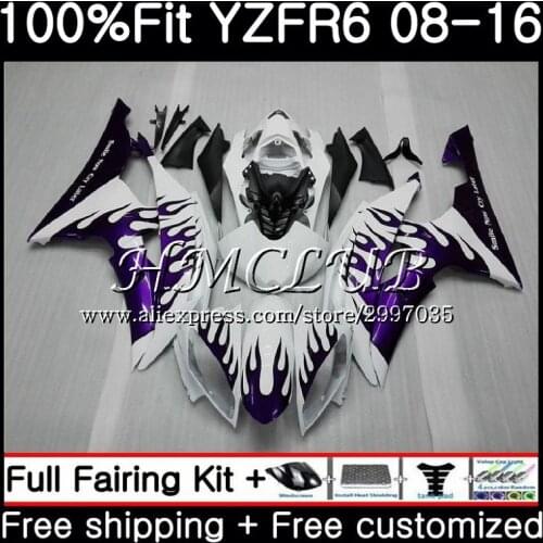Injection For YAMAHA YZF600 YZF-R6 2008 2013 2014 2015 2016 17HC14 YZF 600 YZF R6 R 6 YZFR6 Purple flames 08 13 14 15 16 Fairing