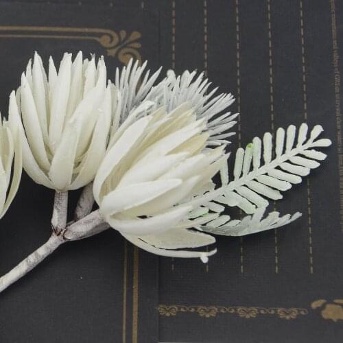 6PCS/lot Artificial Plastic Corsage For Wedding Decoration DIY Scrapbook Craft Bride Holding Fake Flowers Accessories Christmas