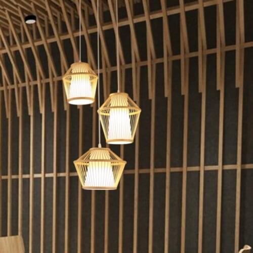 Three-head combination tea room restaurant bar counter new Chinese bedside hanging lamp single bamboo lamp WF1221315