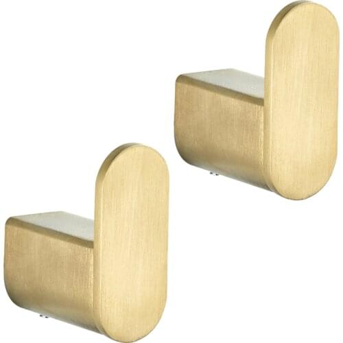 Leyden Stainless Steel Towel Hook Brushed Gold,Wall Mounted Robe Hanger Round Edge and Corner Set of 2