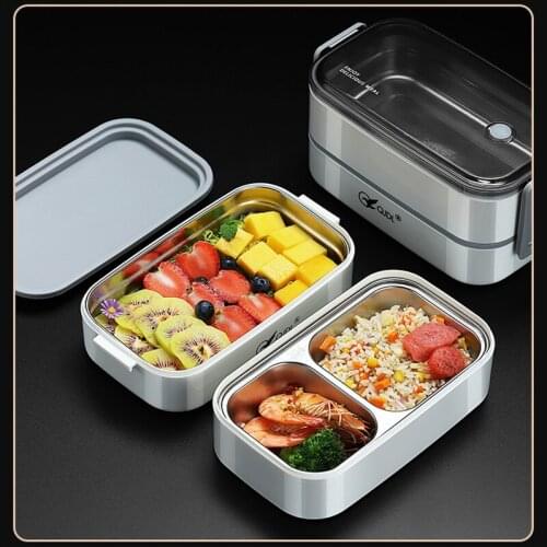 304 Stainless Steel Lunch Box For Kid New Single Layer Or Double Layers Bento Box For Student Food Container Case For Office New