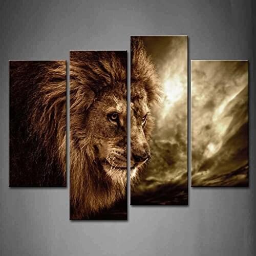 HOT Framed 4Pieces/set lion series Wall Art For Wall Decor Home Decoration Picture Paint on Canvas Prints Painting