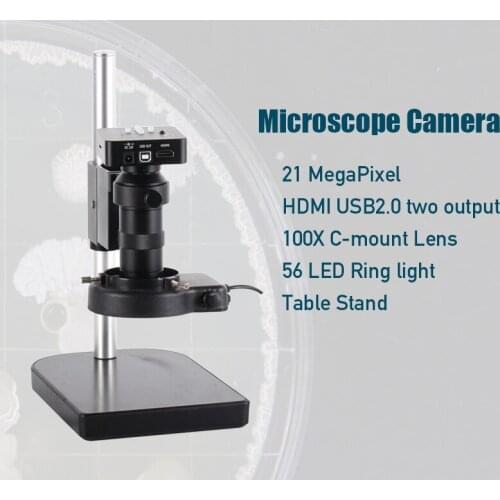 HAYEAR 21MP 1080P 60FPS 2K Full HD HDMI USB Electronic Industry Microscope Camera Digital Magnifier for PCB Repair Examine Gems
