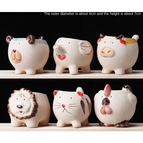 Cartoon Animal Succulent Flower Pot Ceramic Breathable Potted Garden Succulent Plant Small Flower Pot Balcony Decoration