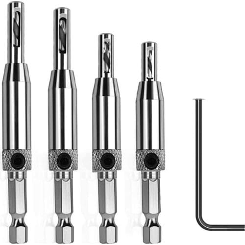 Center Drill Bit Set 5 PCS Self Centering Hinge Tapper Core Drill Bit Set for Woodworking, Door Window Drill Bits Retail