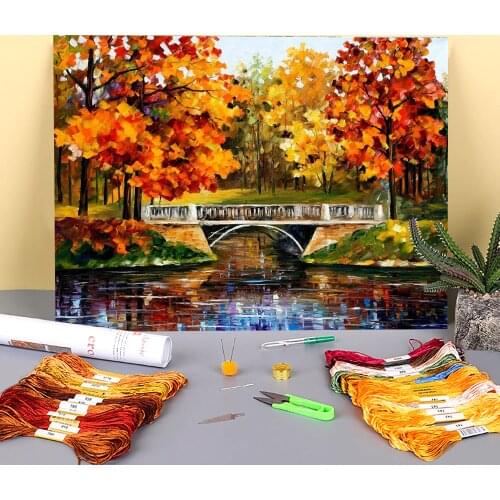 Fall Blinks Printed 11CT Cross Stitch Full Kit DIY Embroidery DMC Threads Sewing Painting Knitting Needlework Wholesale