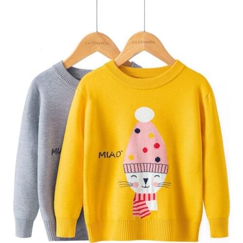 2020 Korean Style Autumn Winter New Cartoon Girls Sweater Round Neck Casual Childrens Bottoming Sweater Childrens Clothing