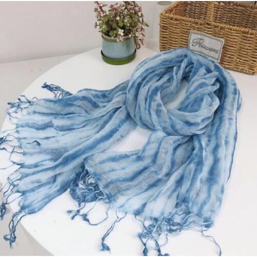 New Summer Tie Dye Scarf Fashion Striped Linen Scarf Tassel Scarves Soft Thin Scarf Sunscreen Shawl Wholesale And Retail