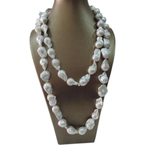 100% NATURE FRESHWATER PEARL NECKLACE, HIGH QUALITY BIG BAROQUE PEARL long NECKLACE-125 cm NECKLACE-big baroque shape pearl
