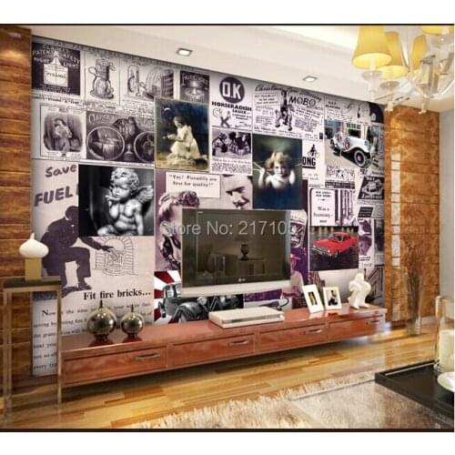 Custom large murals and the wind bedroom retro television sofa setting wall wallpaper