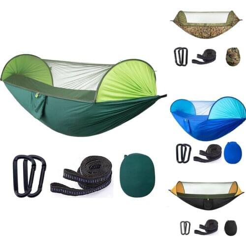 Portable Automatic Camping Hammock with Mosquito Net,Folding Multi Use Hammock Swing for Outdoor Camping