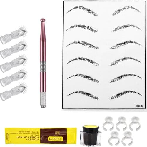 Pro Manual Training Pen Kit Eyebrow Practice Exercise Beauty Set Pink