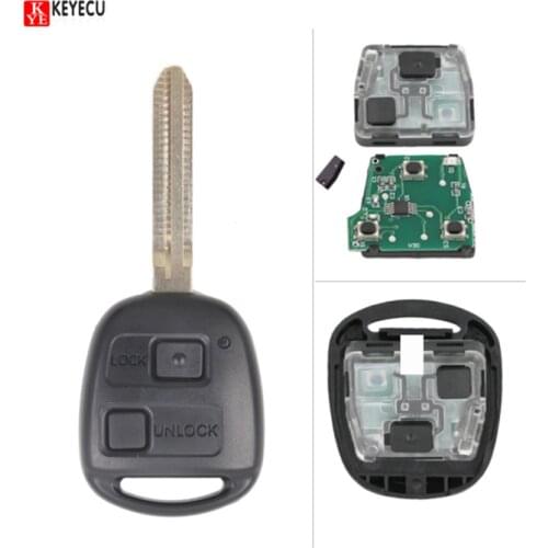 KEYECU Remote Key FOB 2 Button 433MHz 4D67 Chip For Toyota Prado Avensis Tarago 120 RAV4 Kluger 2003-2009 Uncut Blade TOY43
